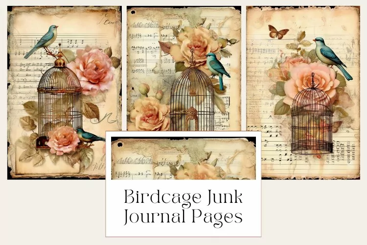 3 Birdcage Junk Journal Pages