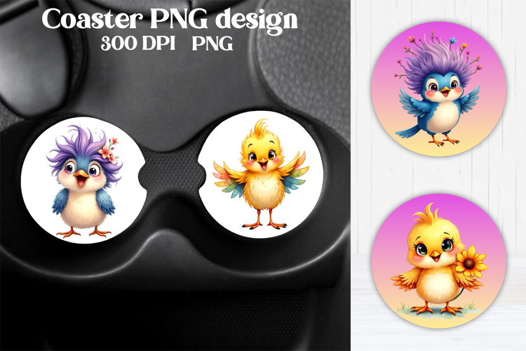 Animal square coaster sublimation | Cute animal coaster PNG