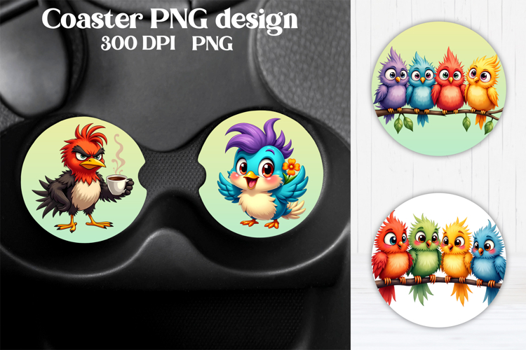 Animal square coaster sublimation | Cute animal coaster PNG