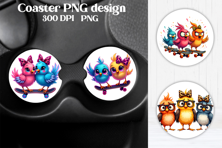 Animal square coaster sublimation | Cute animal coaster PNG