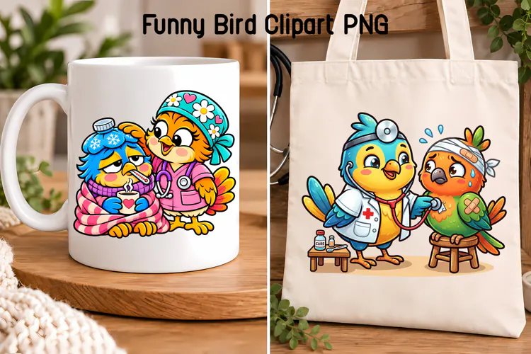 Cute Nurse Birds Clipart PNG | Bird sublimation design
