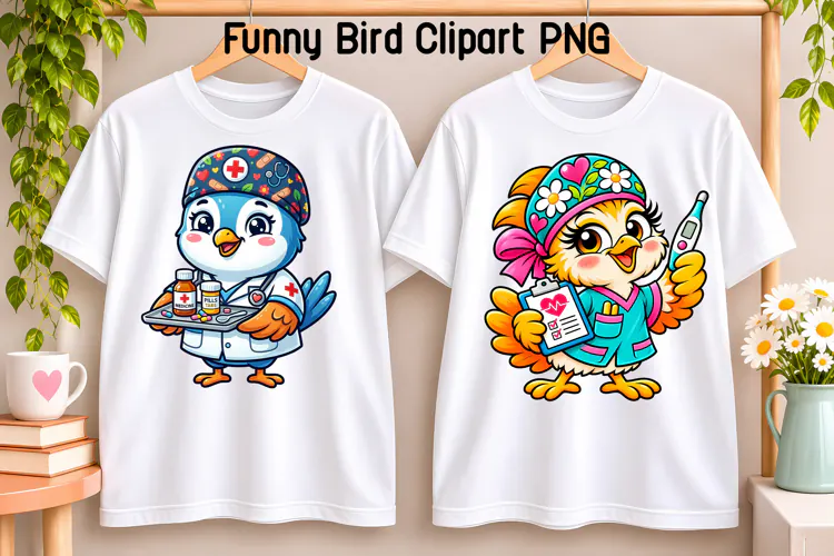 Funny Doctor Birds Clipart PNG | Bird sublimation design