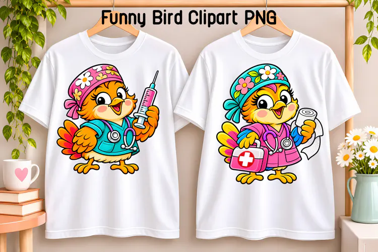 Nurse Bird Friends Clipart PNG | Bird sublimation design