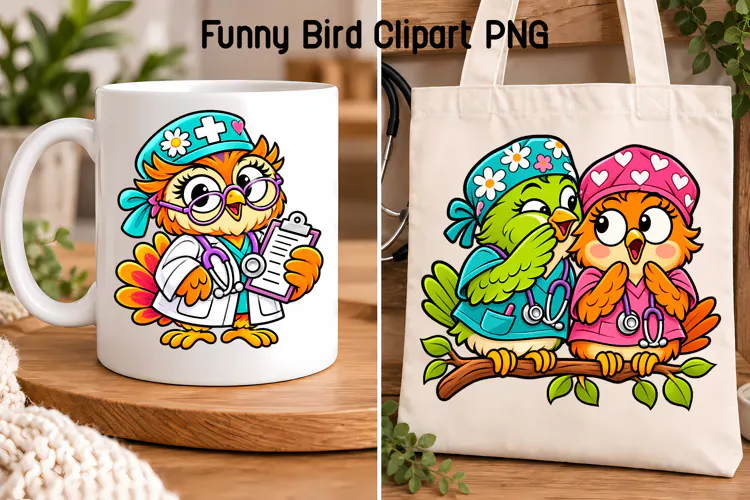 Cute Medical Birds Clipart PNG | Bird sublimation design