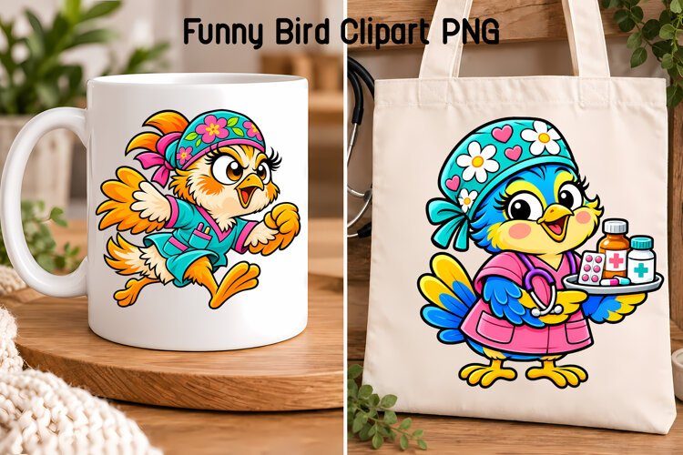 Doctor Bird Characters Clipart PNG | Bird sublimation design example image 1