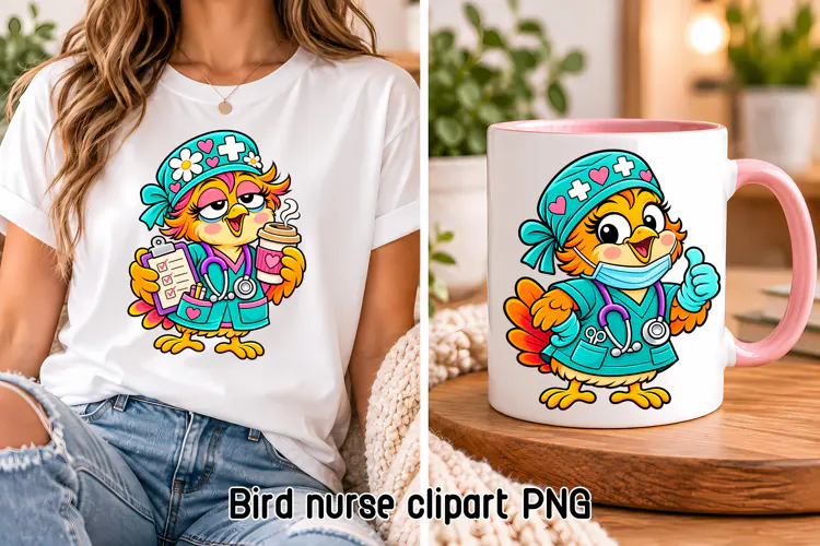 Cute Healthcare Birds Clipart PNG | Bird sublimation design