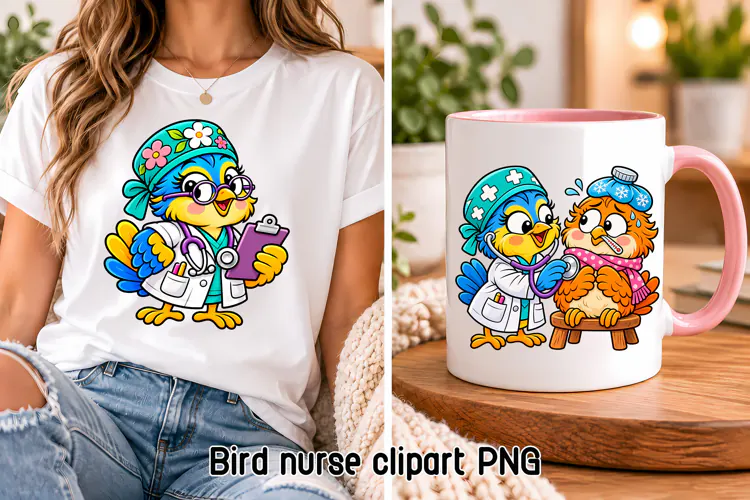 Nurse and Doctor Birds Clipart PNG | Bird sublimation design