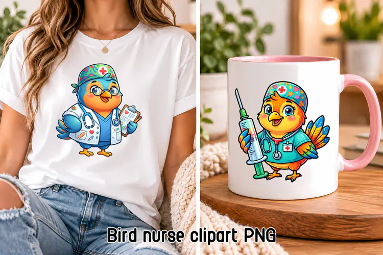 Cute Hospital Birds Clipart PNG | Bird sublimation design