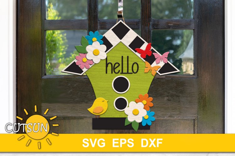 Spring Door hanger SVG Birdhouse Door hanger svg (1813392) Laser