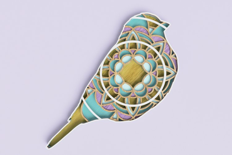 Layered Bird Mandala Laser Cut File| Layered SVG example image 1