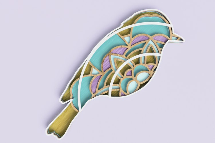 Layered Bird Mandala Laser Cut File| Layered SVG example image 1