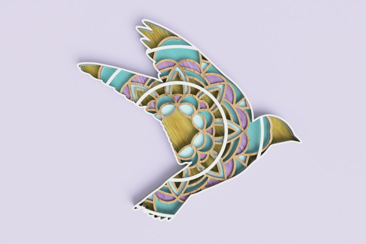 Layered Bird Mandala Laser Cut File| Layered SVG example image 1