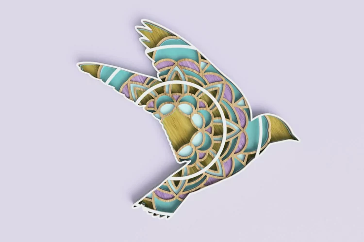 Layered Bird Mandala Laser Cut File| Layered SVG