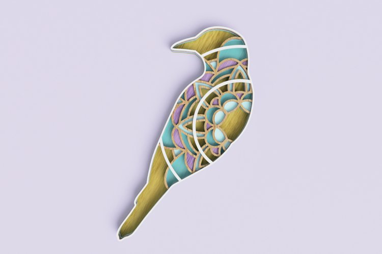 Layered Bird Mandala Laser Cut File| Layered SVG example image 1