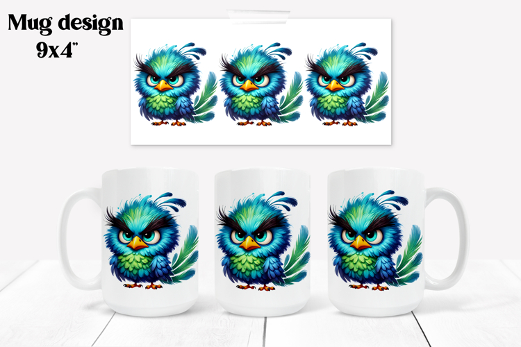 Funny bird mug sublimation wrap | Animal mug PNG