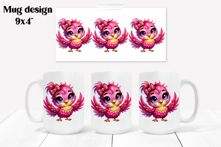 Funny bird mug sublimation wrap | Animal mug PNG