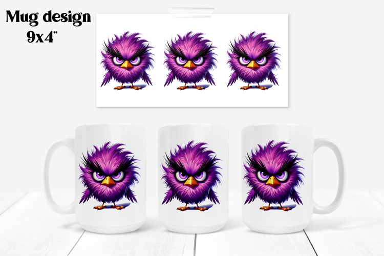 Funny bird mug sublimation wrap | Animal mug PNG