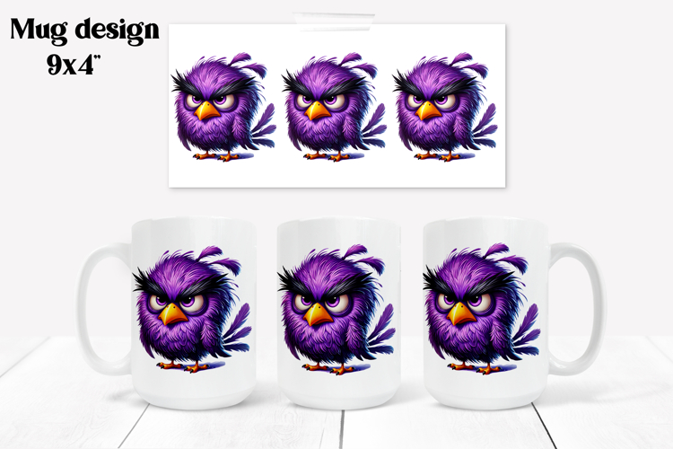 Funny bird mug sublimation wrap | Animal mug PNG