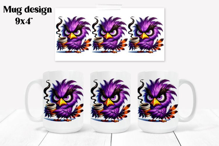 Funny bird mug sublimation wrap | Animal mug PNG