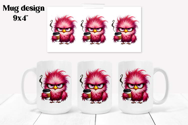 Funny bird mug sublimation wrap | Animal mug PNG