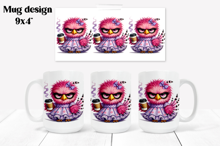Funny bird mug sublimation wrap | Animal mug PNG