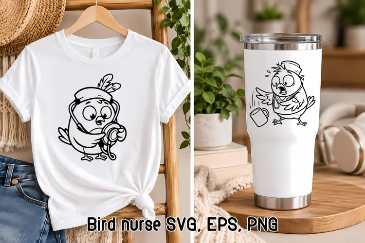 Funny Nurse Bird Coffee Break SVG