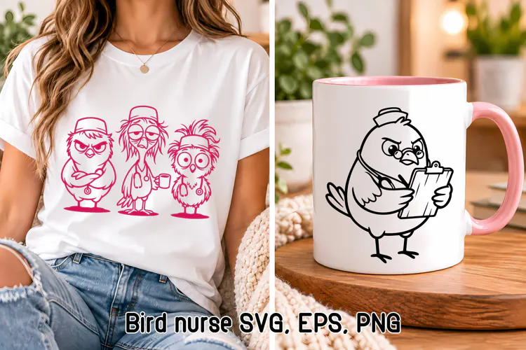 Funny Medical Bird Characters SVG