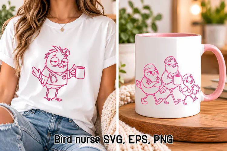 Cute Funny Nurse Birds SVG