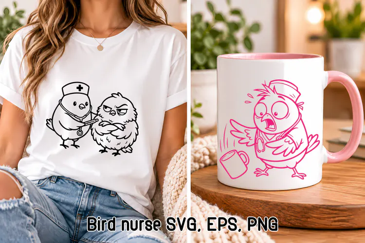 Silly Nurse Bird Characters SVG
