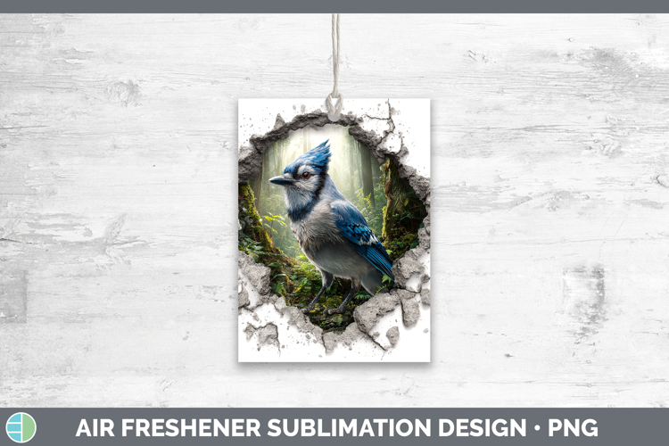 Blue Jay Birds 01 3D Hole Air Freshener Sublimation Design