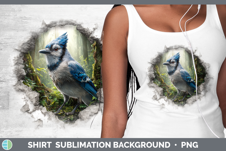 Blue Jay Birds 01 3D Hole Shirt Sublimation Design