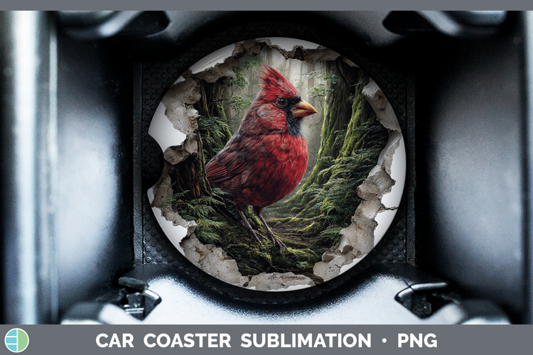 Cardinal Birds 01 3D Hole Car Coaster Sublimation Design