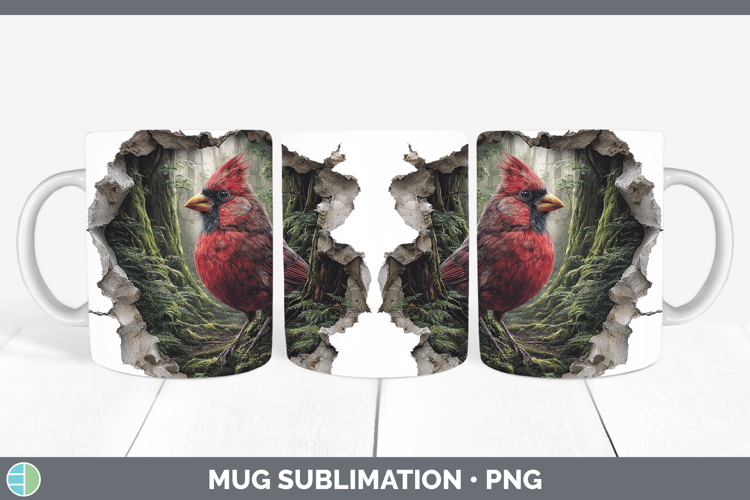 Cardinal Birds 01 3D Hole Mug Wrap Sublimation Design