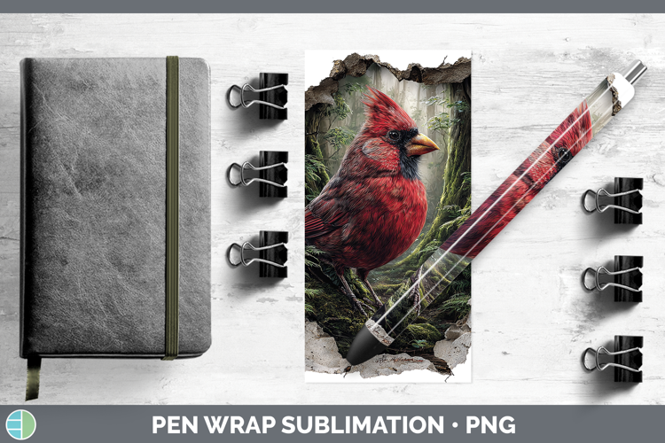 Cardinal Birds 01 3D Hole Pen Wrap Sublimation Design