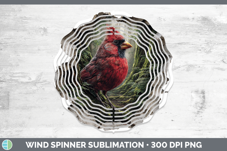 Cardinal Birds 01 3D Hole Wind Spinner Sublimation Design