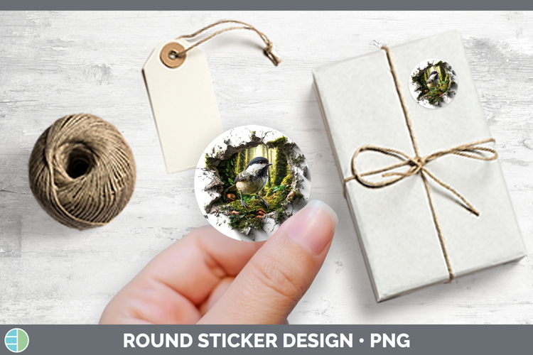 Chickadee Birds 01 3D Hole Stickers Design