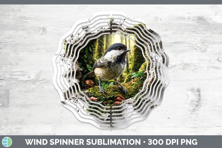 Chickadee Birds 01 3D Hole Wind Spinner Sublimation Design
