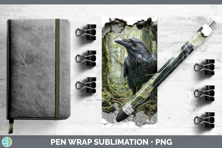 Crow Birds 01 3D Hole Pen Wrap Sublimation Design
