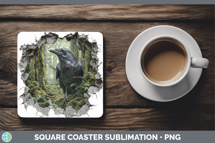 Crow Birds 01 3D Hole Square Coaster Sublimation Design