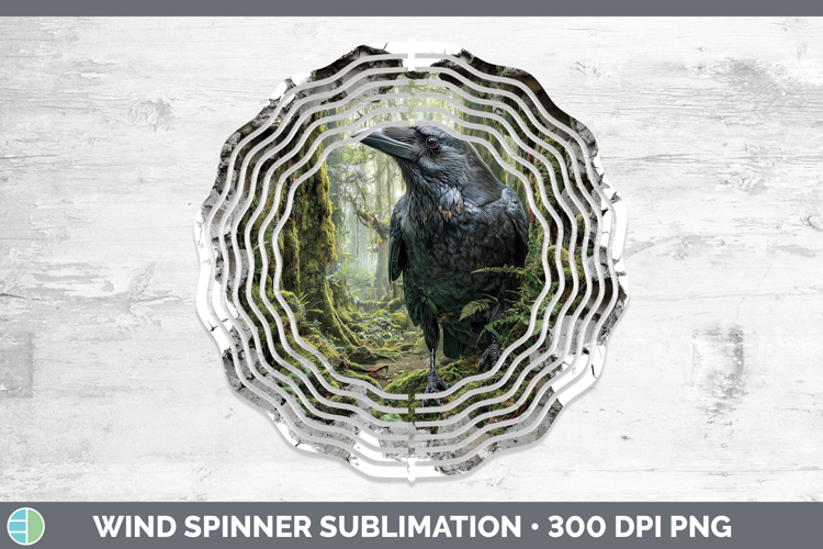 Crow Birds 01 3D Hole Wind Spinner Sublimation Design