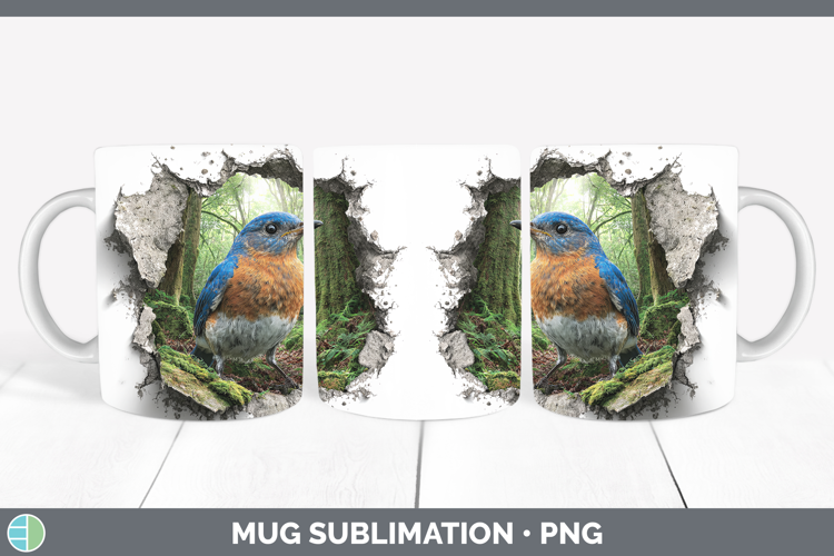 Eastern Bluebird Birds 01 3D Hole Mug Wrap Sublimation Desig