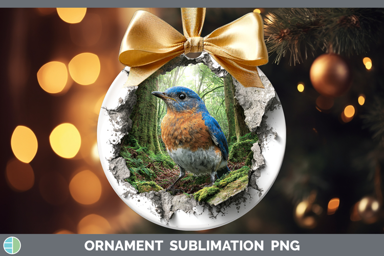 Eastern Bluebird Birds 01 3D Hole Ornament Sublimation Desig