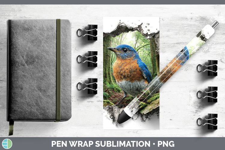 Eastern Bluebird Birds 01 3D Hole Pen Wrap Sublimation Desig