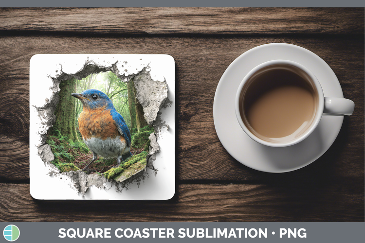 Eastern Bluebird Birds 01 3D Hole Square Coaster Sublimation