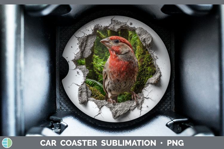 Finch Birds 01 3D Hole Car Coaster Sublimation Design