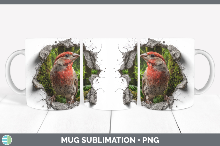 Finch Birds 01 3D Hole Mug Wrap Sublimation Design