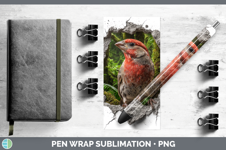 Finch Birds 01 3D Hole Pen Wrap Sublimation Design