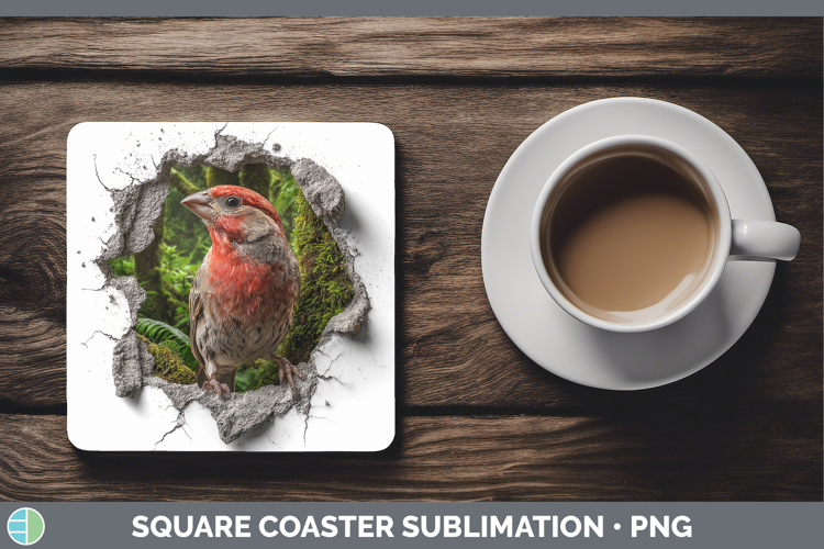 Finch Birds 01 3D Hole Square Coaster Sublimation Design