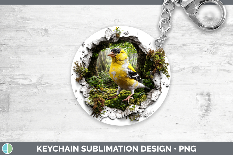 Goldfinch Birds 01 3D Hole Keychain Sublimation Design