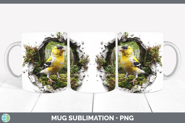 Goldfinch Birds 01 3D Hole Mug Wrap Sublimation Design